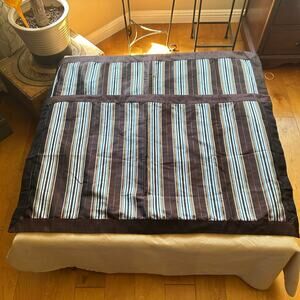2 Raymond waites brown blue striped king size pillow shams